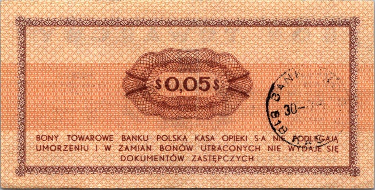 Poľsko Pekao Bon towarowy 5 Centow 1969