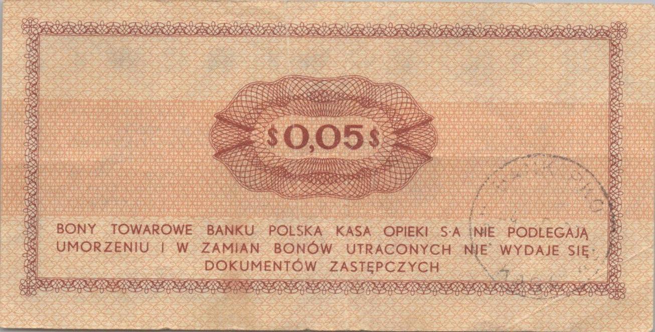 Poľsko Pekao Bon towarowy 5 Centow 1969