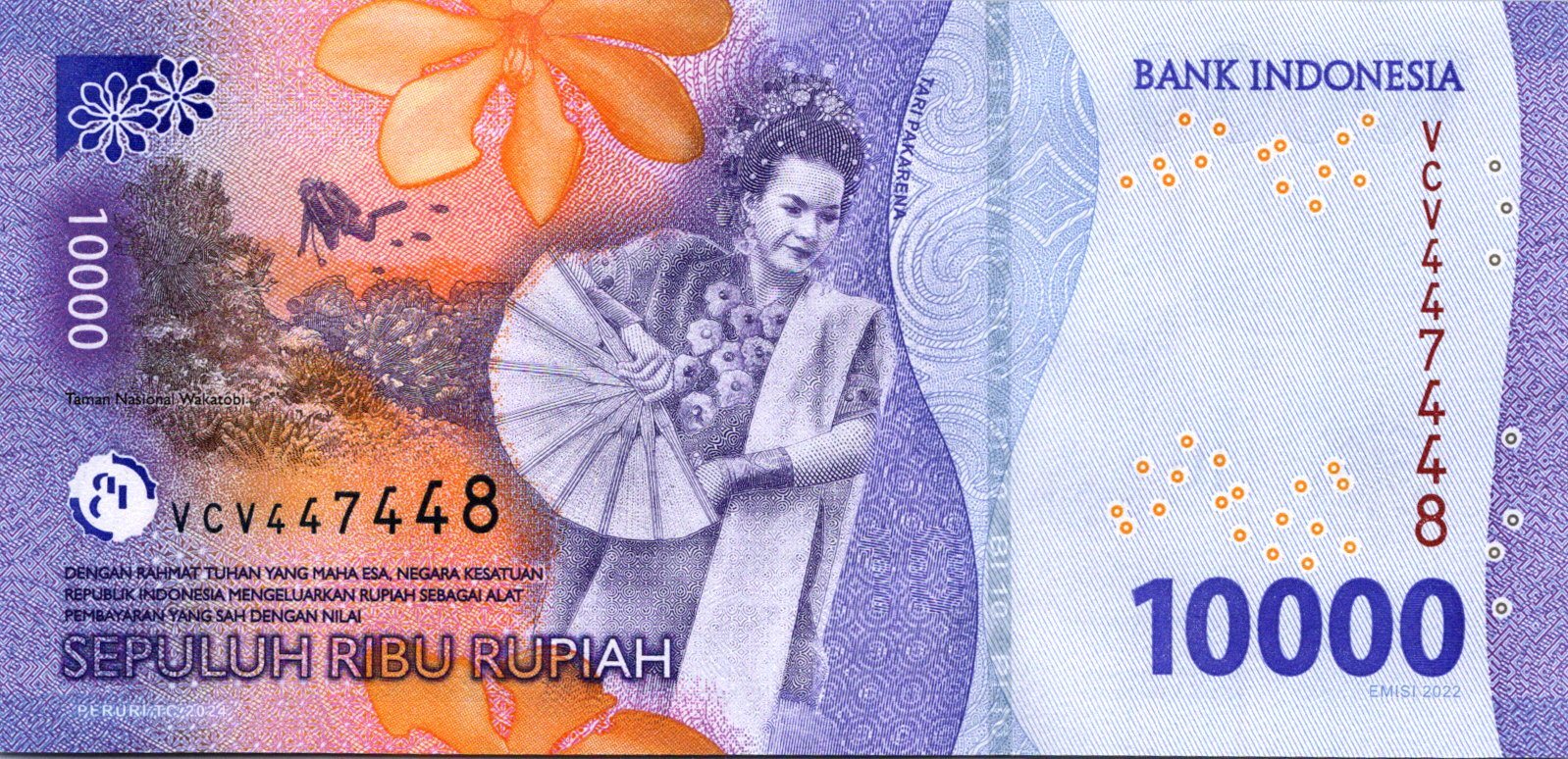 Indonézia 10 000 Rupiah 2016-2024