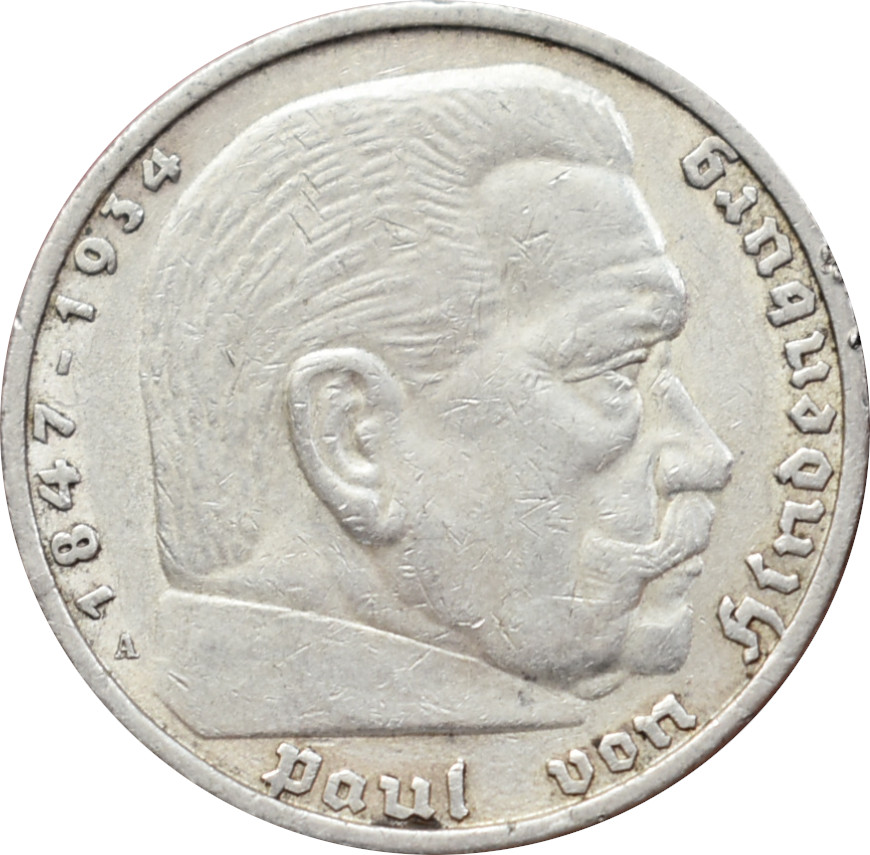 Nemecko III. ríša 5 Mark 1935 A