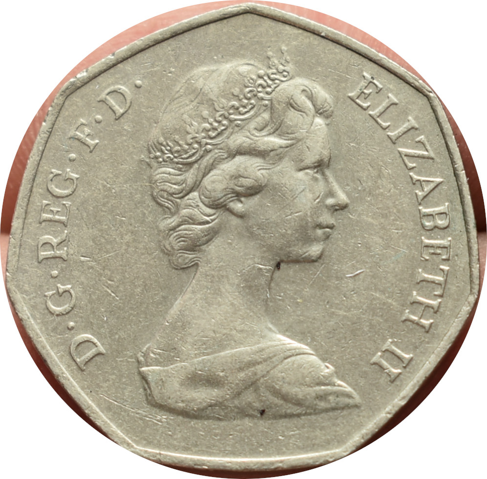 Anglicko 50 Pence 1973