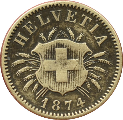 Švajčiarsko 5 Rappen 1874 B