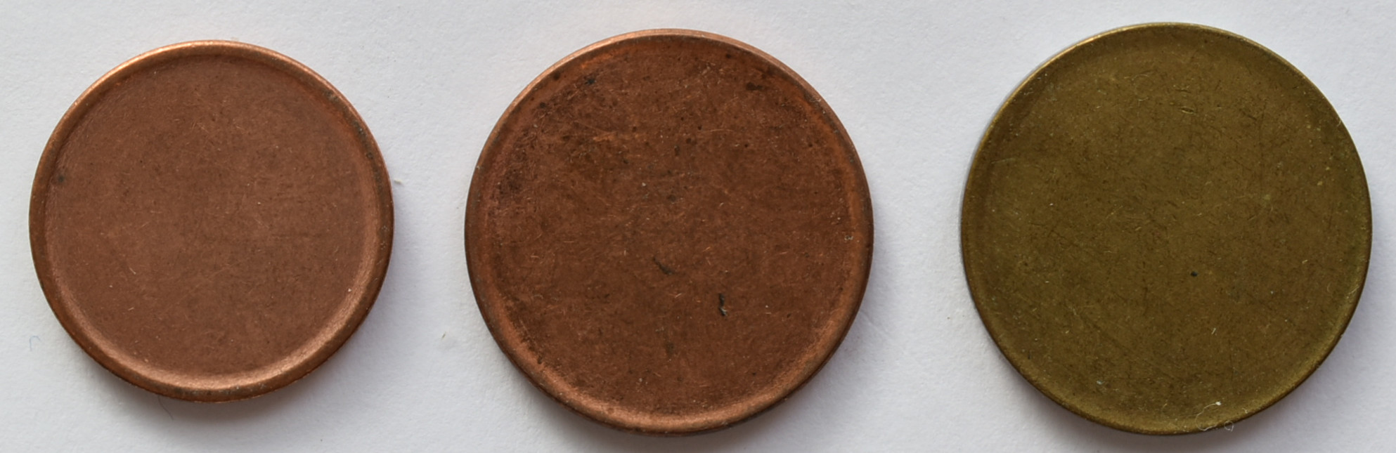 Nemecko mincové platničky na 2,5,10 Pfennig 