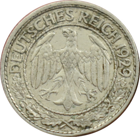 Nemecko - Weimarská republika 50 Reichspfennig 1929 A
