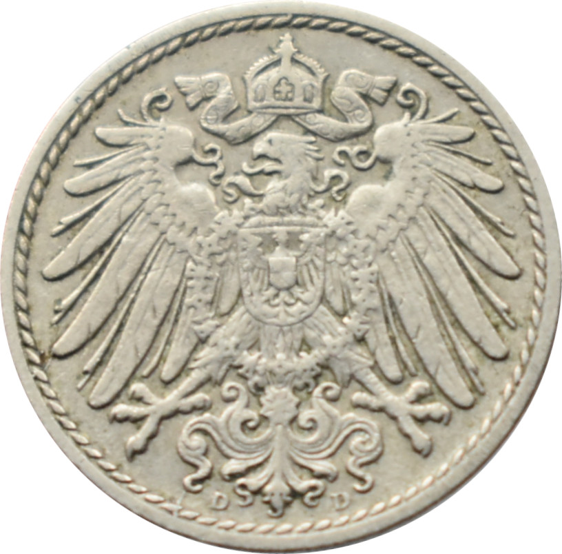 Nemecko - Nemecká ríša 5 Pfennig 1908 D