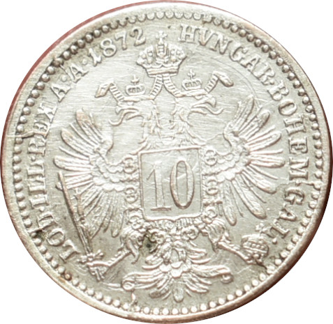 F.J. 10 Kreutzer 1872 b.z.