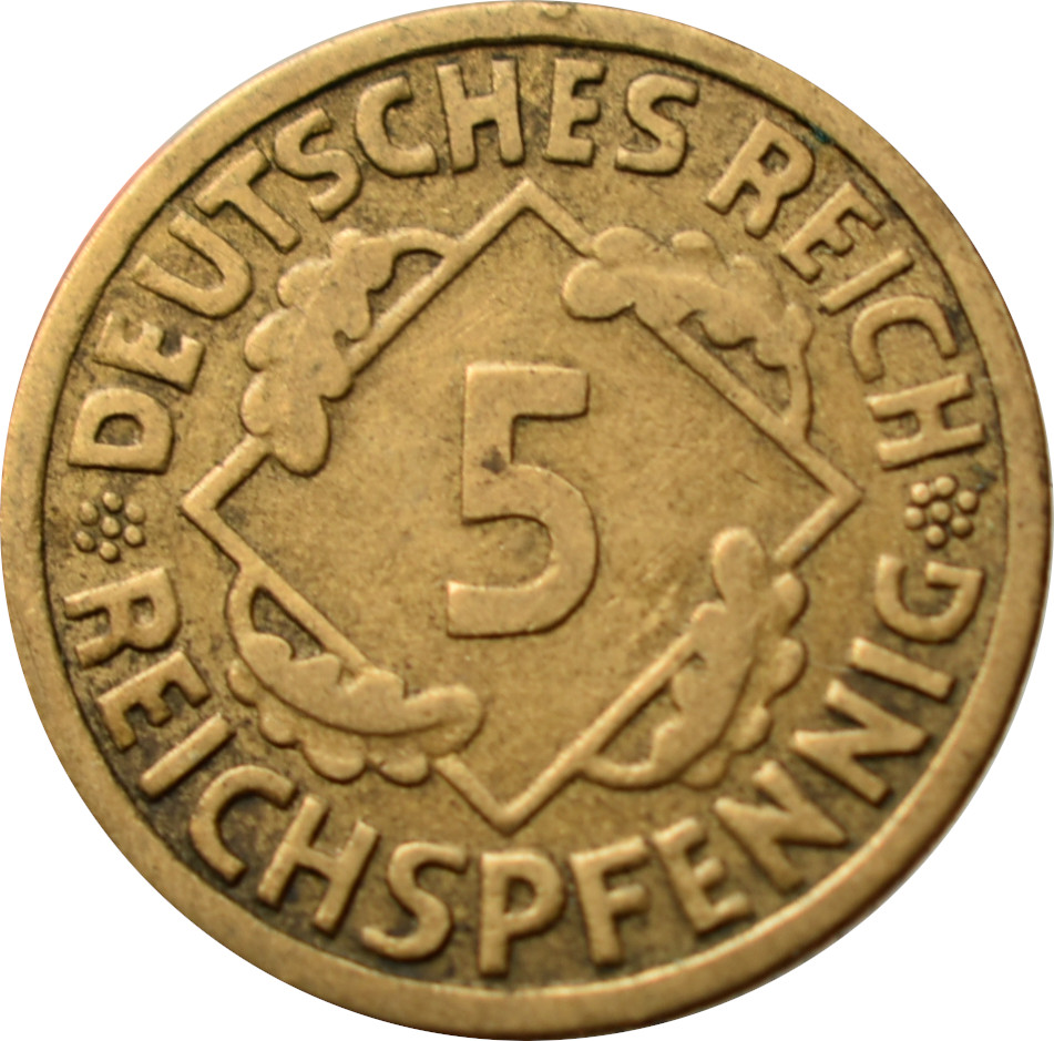 Nemecko - Weimarská republika 5 Reichspfennig 1925 F