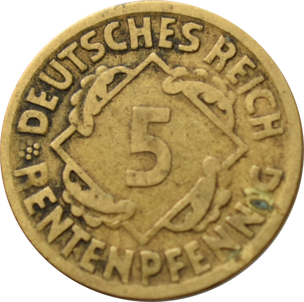 Nemecko - Weimarská republika 5 Rentenpfennig 1924 D