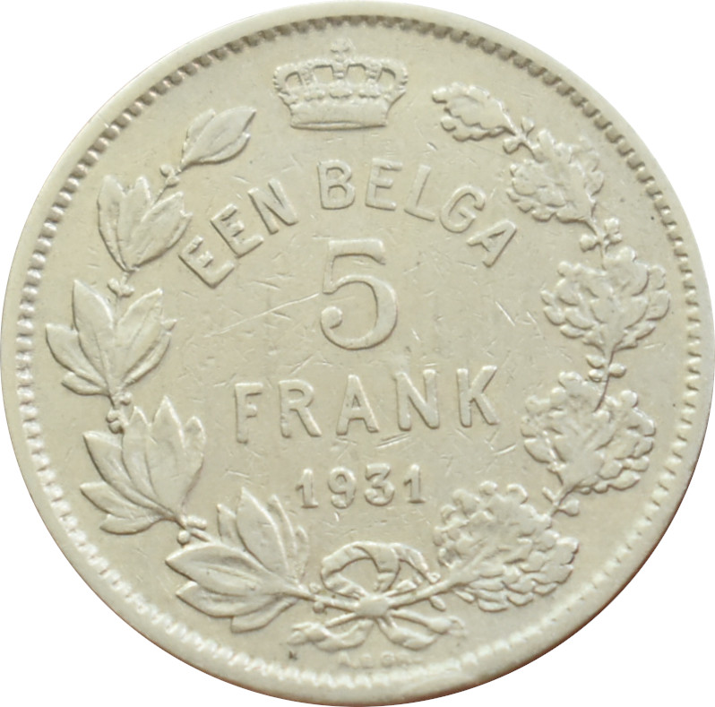 Belgicko 5 Frank 1931