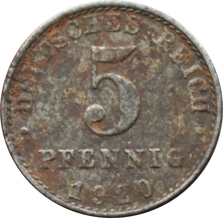 Nemecko - Nemecká ríša 5 Pfennig 1920 A