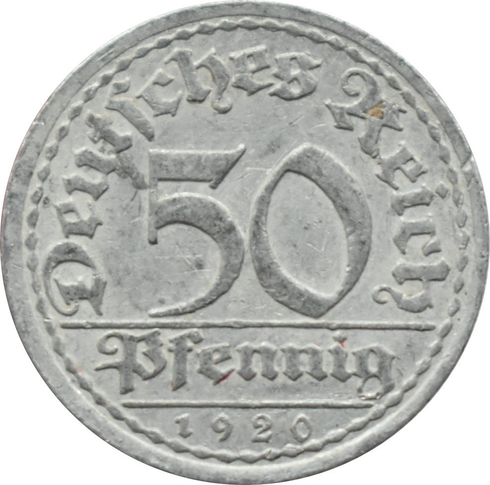 Nemecko - Weimarská republika 50 Pfennig 1920 A