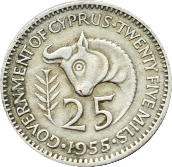 Cyprus 25 Mils 1955