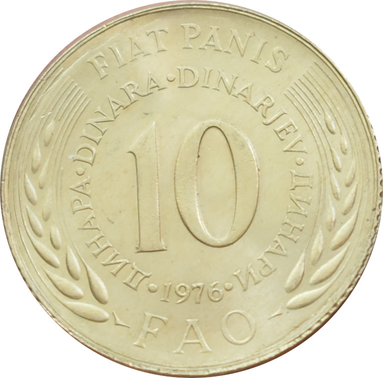 Juhoslávia 10 Dinara 1976 FAO