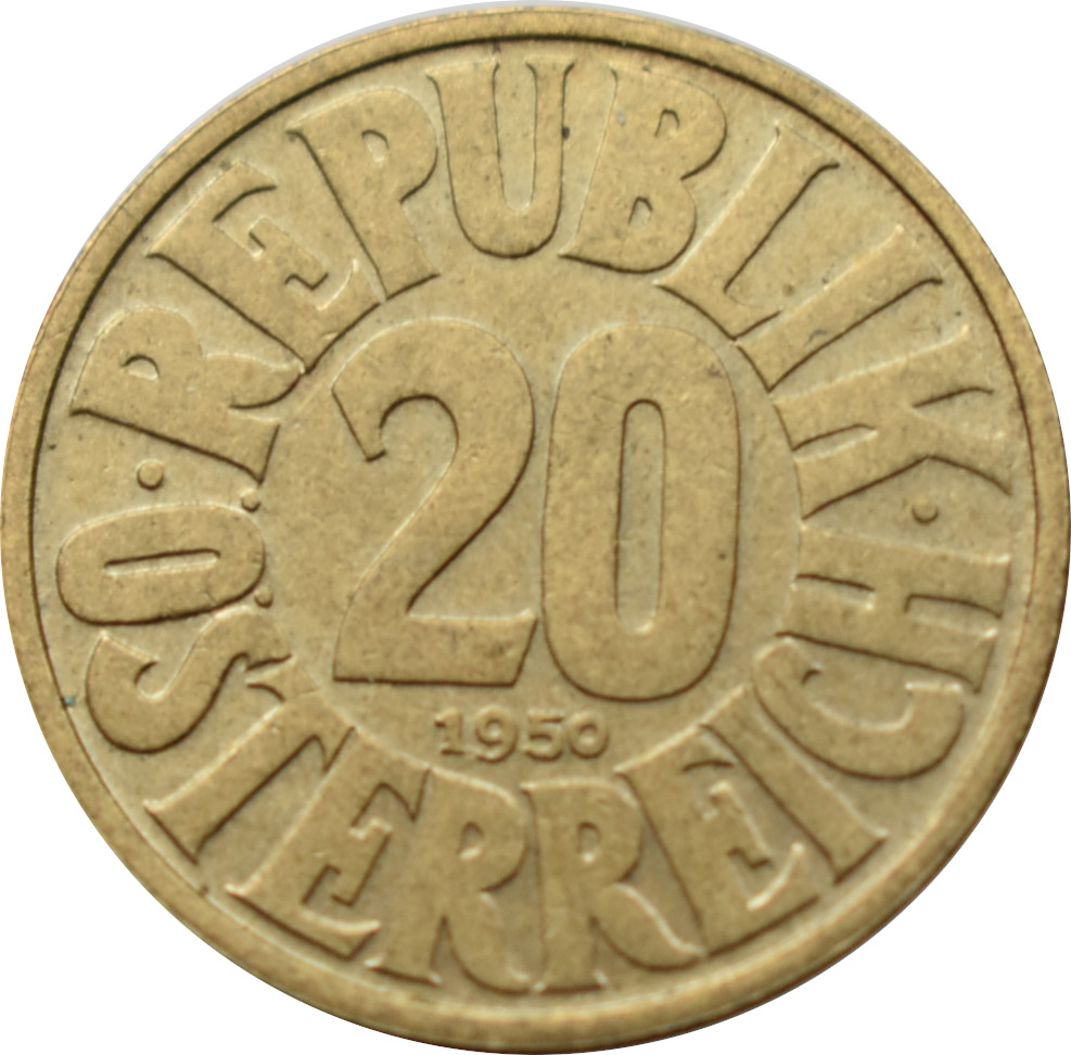 Rakúsko 20 Groschen 1950