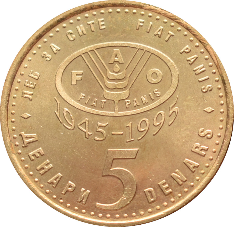Macedónsko 5 Denari 1995 FAO