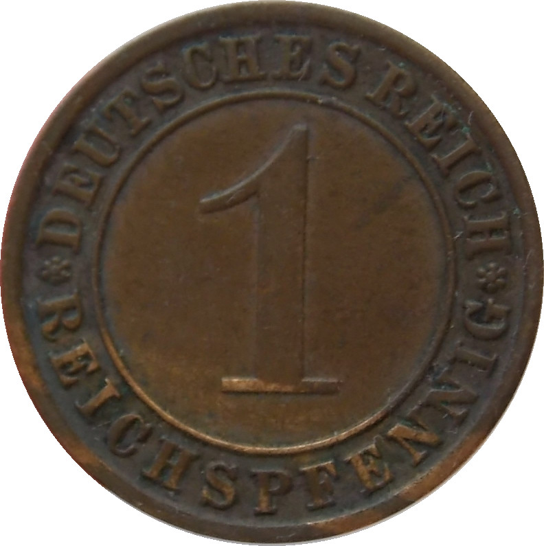 Nemecko - Weimarská republika 1 Reichspfennig 1934 A