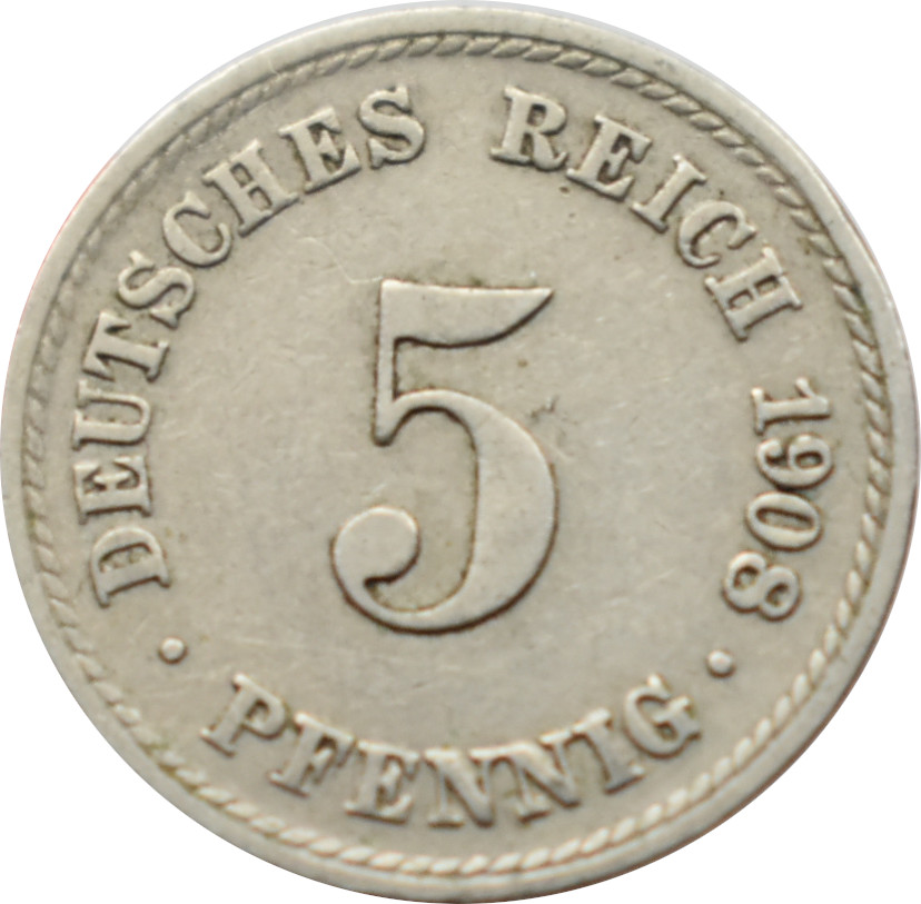 Nemecko - Nemecká ríša 5 Pfennig 1908 A