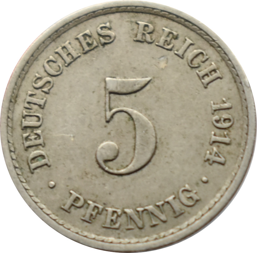 Nemecko - Nemecká ríša 5 Pfennig 1914 A