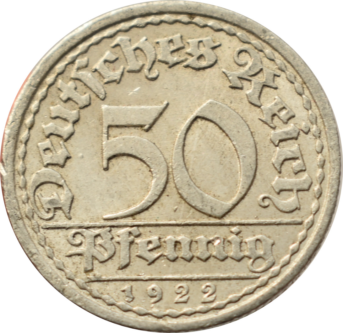 Nemecko - Weimarská republika 50 Pfennig 1922 A