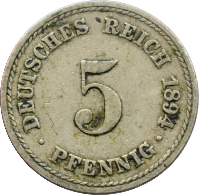 Nemecko - Nemecká ríša 5 Pfennig 1894 A