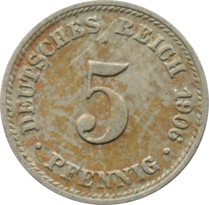 Nemecko - Nemecká ríša 5 Pfennig 1906 D