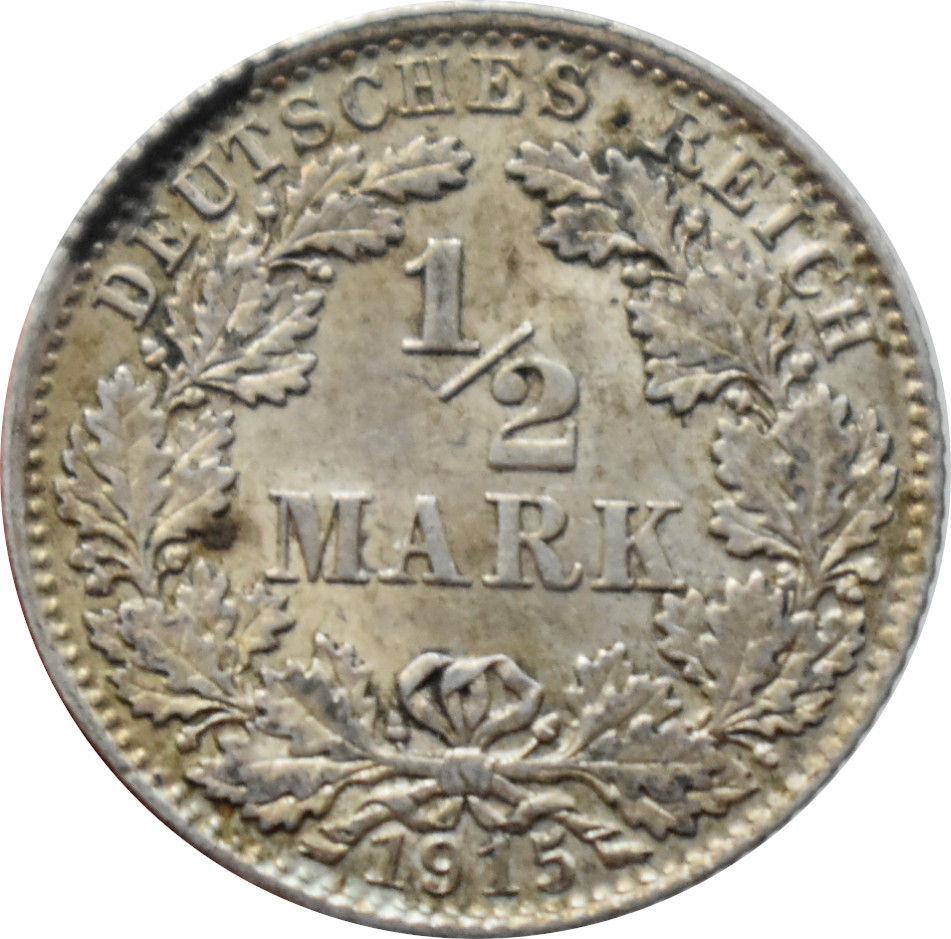 Nemecko - Nemecká ríša 1/2 Mark 1915 D
