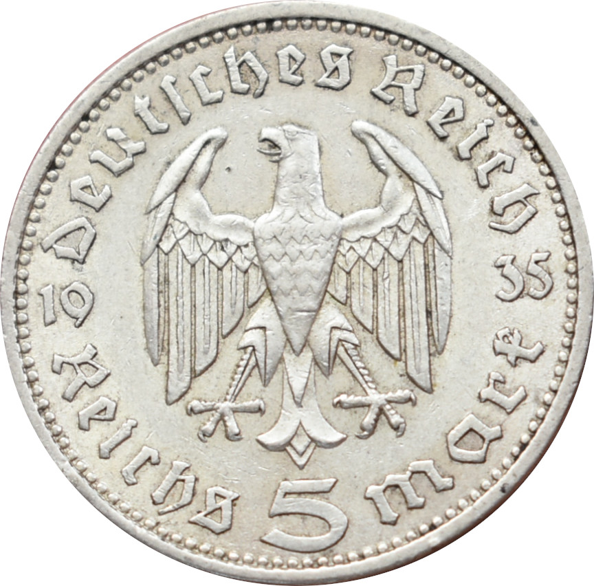 Nemecko III. ríša 5 Mark 1935 A