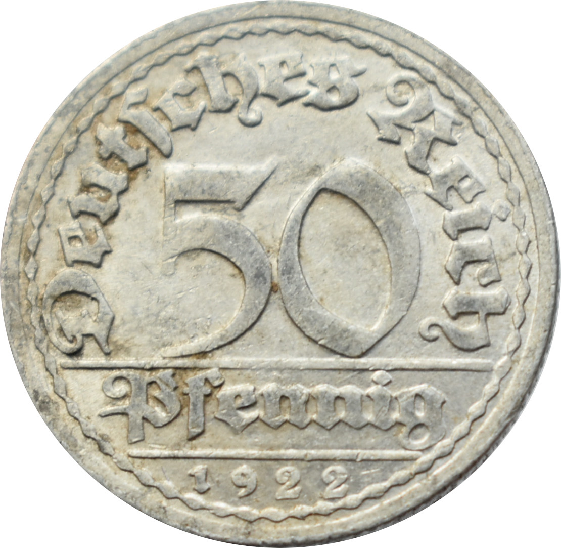 Nemecko - Weimarská republika 50 Pfennig 1922 G