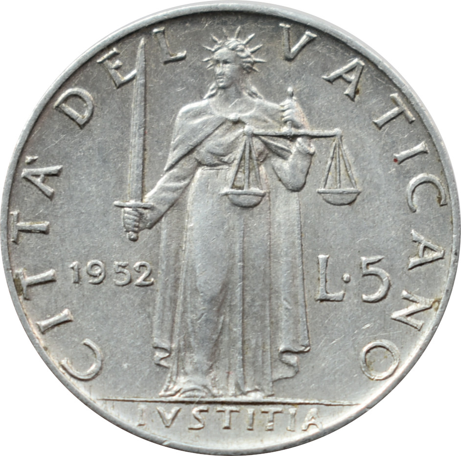 Vatikán 5 Lira 1952