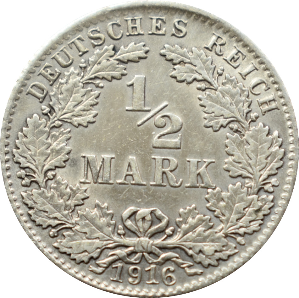 Nemecko - Nemecká ríša 1/2 Mark 1916 D