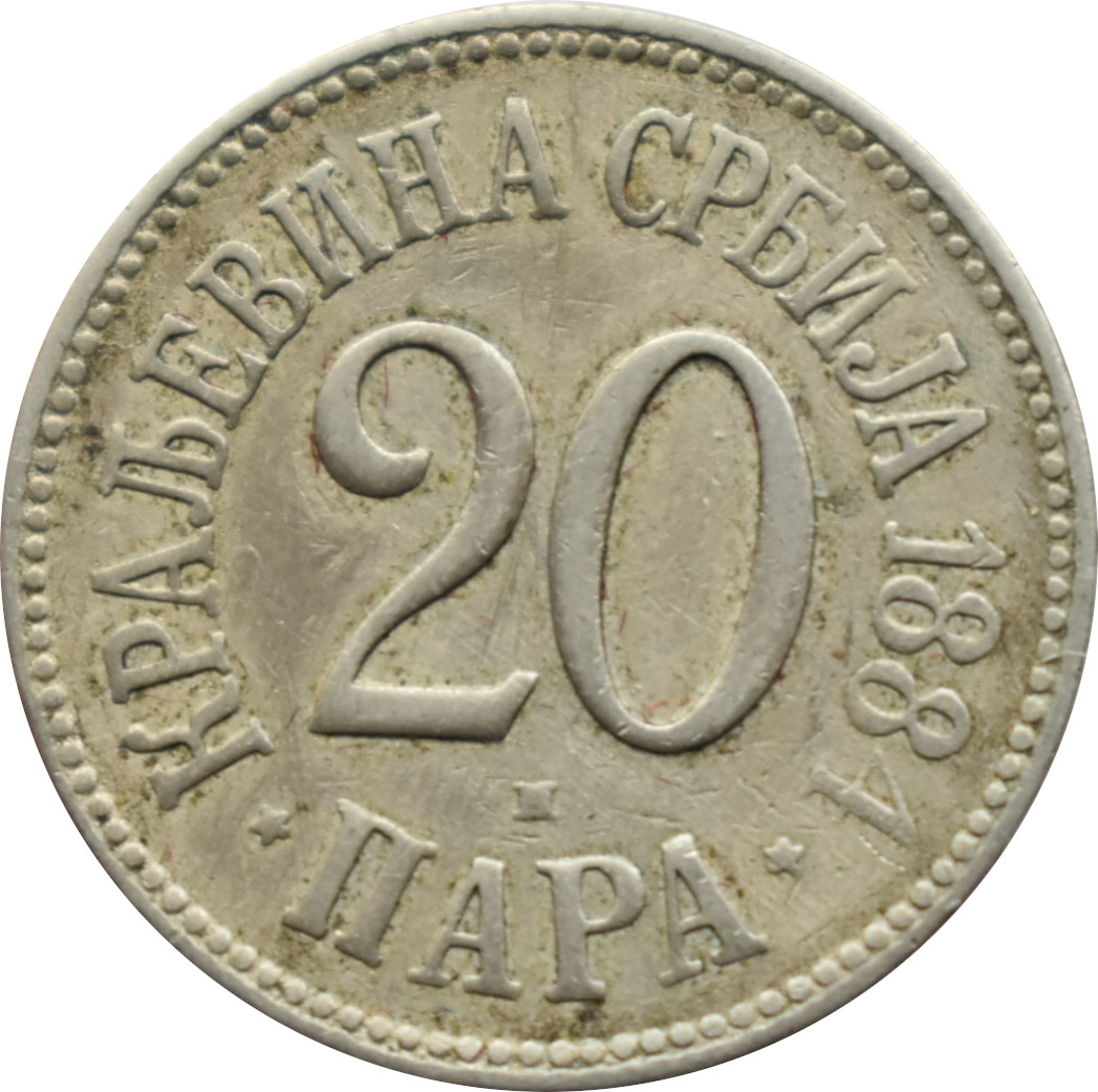 Srbsko 20 Para 1884