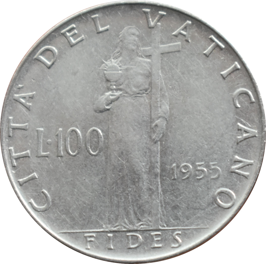 Vatikán 100 Lira 1955