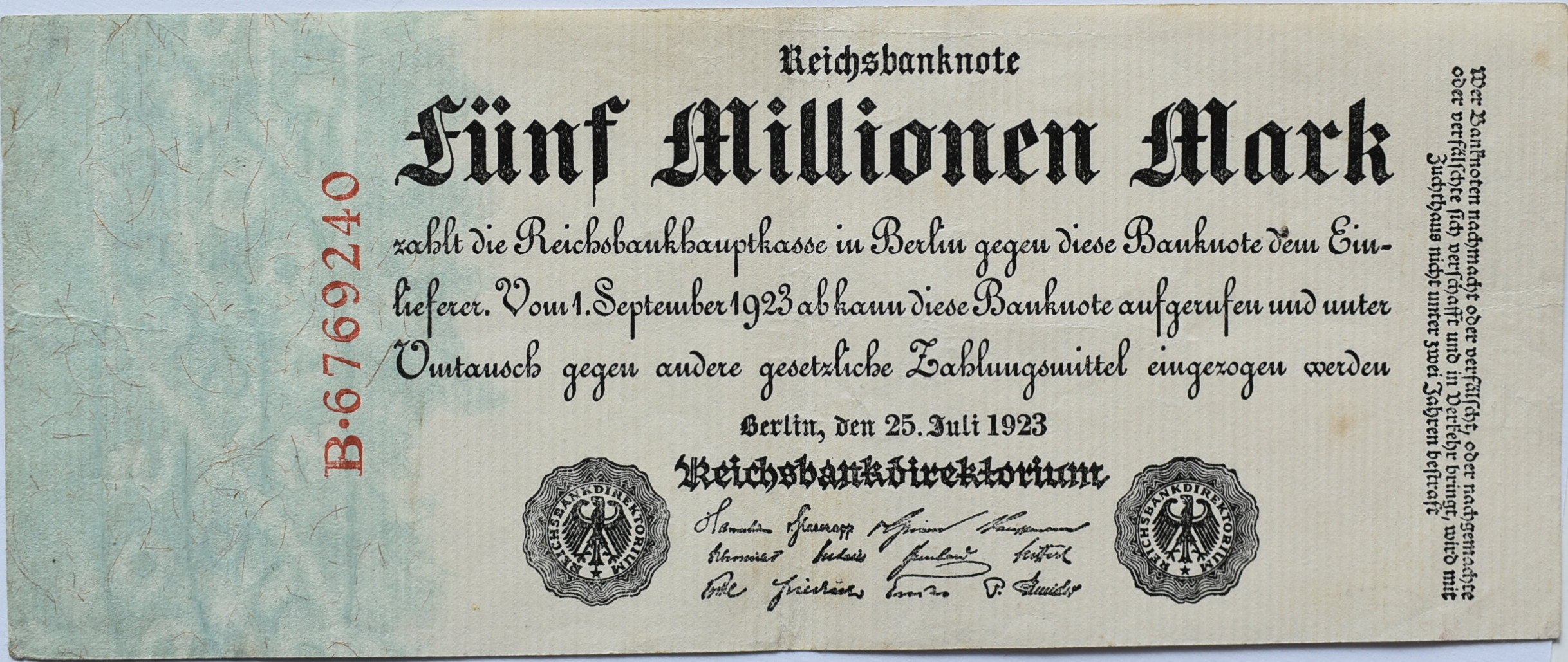 Nemecko 5 Millionen Mark 1923