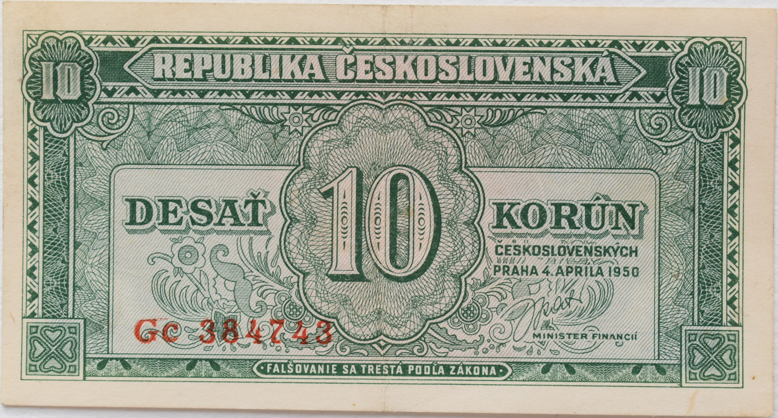 Československo 10 Korun 1950