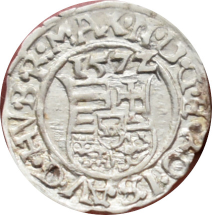 Maximilian II. 1572 K.B Denár