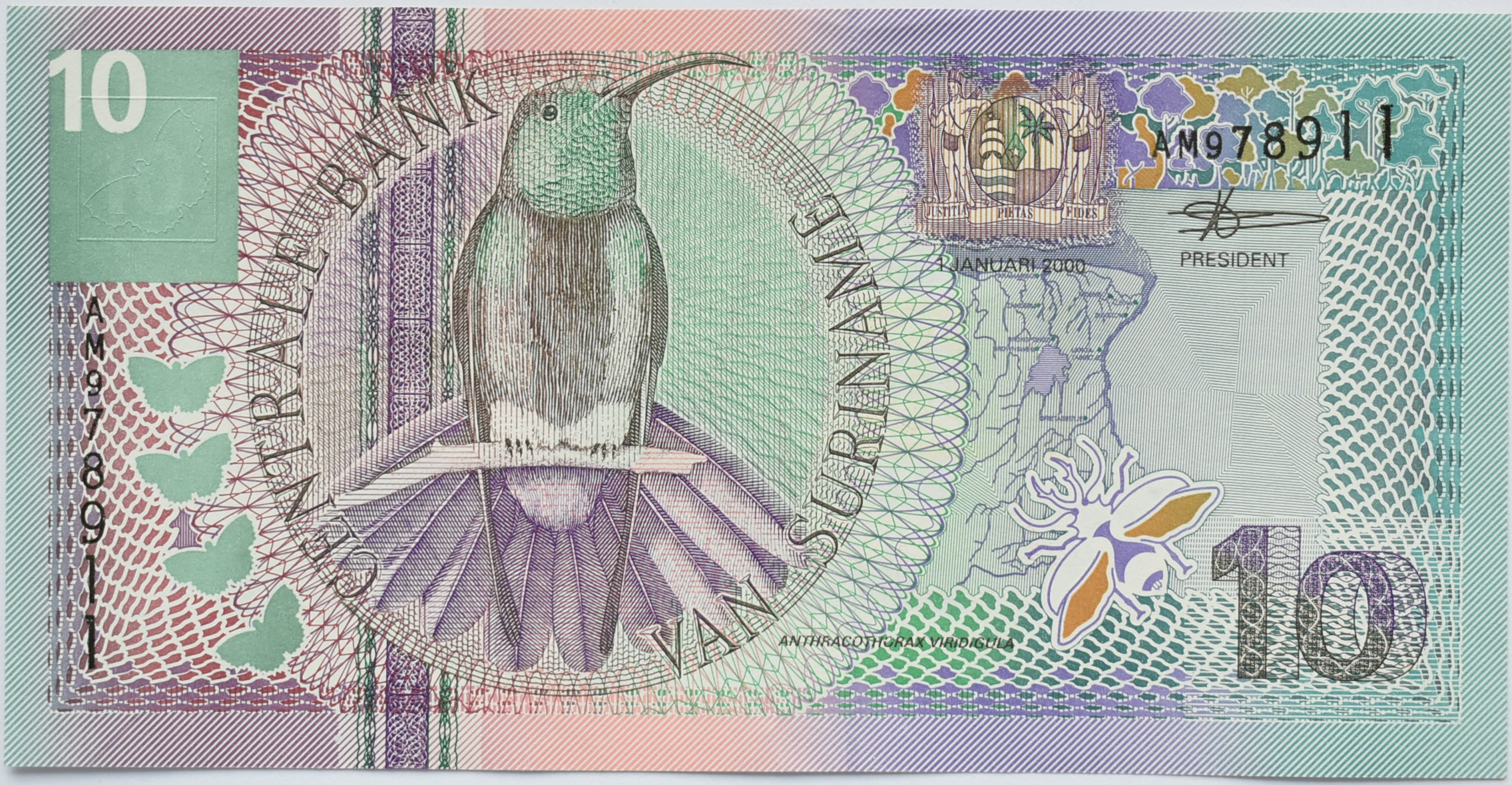 Surinam 10 Gulden 2000
