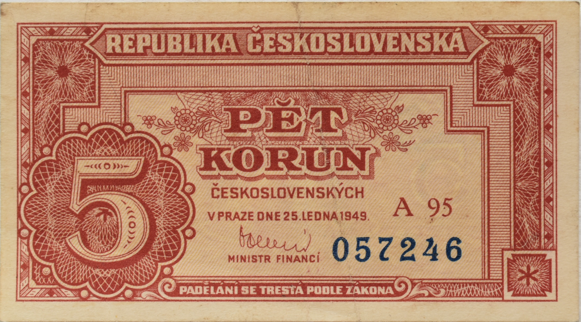 Československo 5 Korun 1949